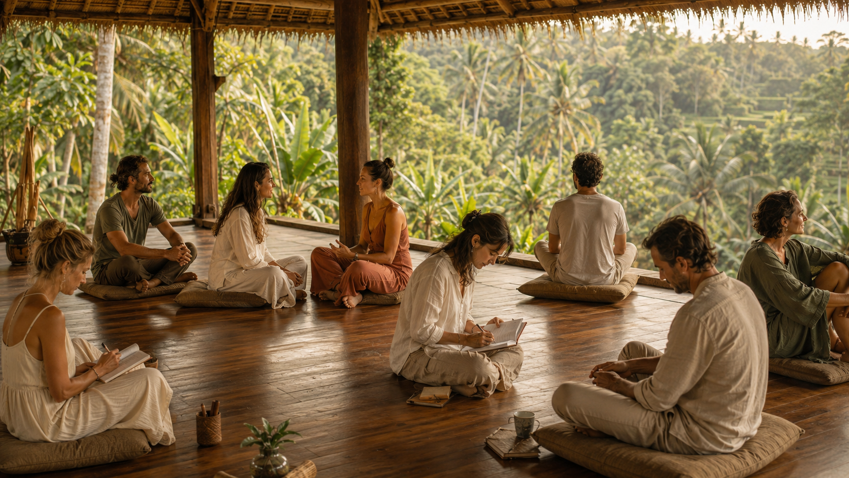 Illustration of integration time in a shala in Bali