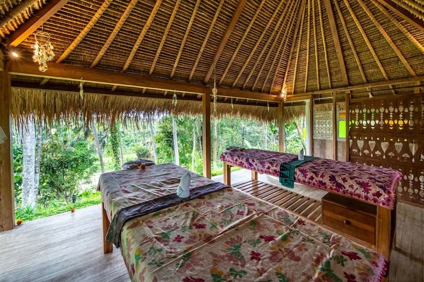 An open-air massage room near Ubud